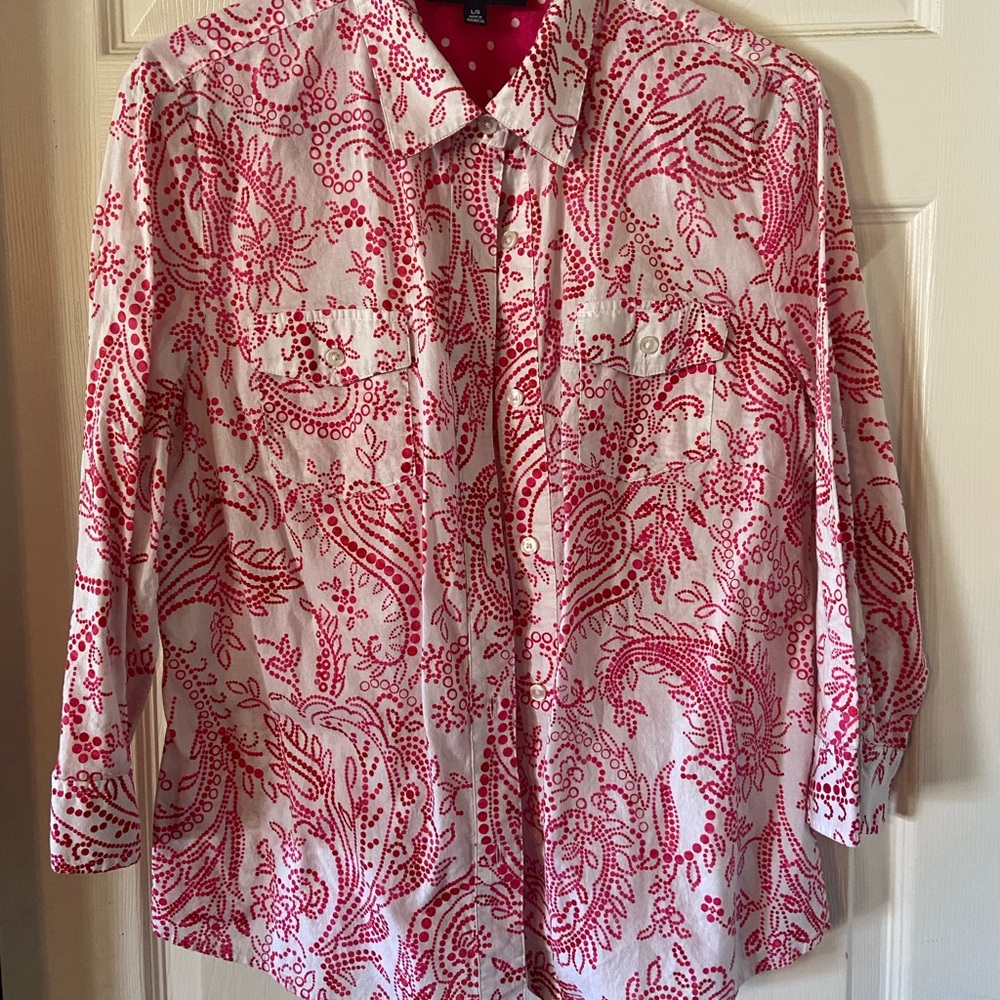 Jones New York Pink Paisley Button-Up Shirt